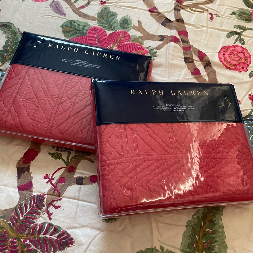 NEW! Ralph Lauren 2 REMY Oakfield European Sham NWT Euro QUILTED Sham Red